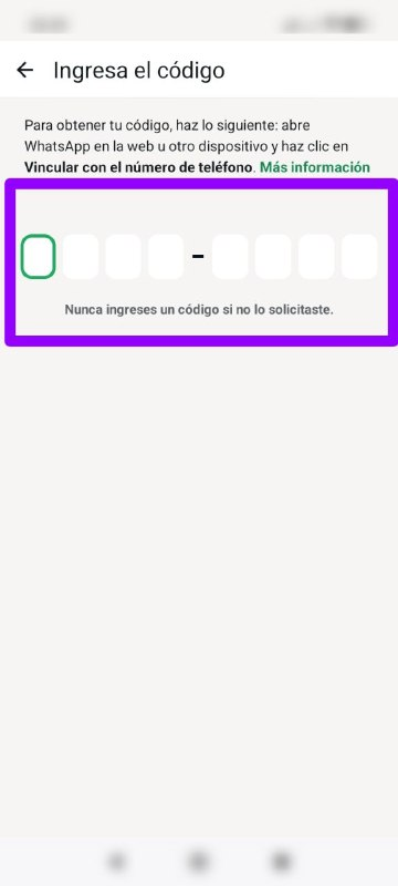 WhatsApp Android: ingresar código